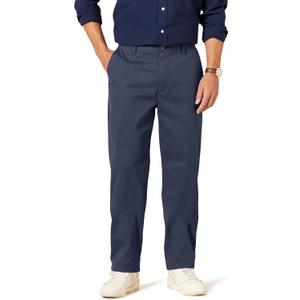 Men's Classic-Fit Wrinkle-Resistant Flat-Front Chino Pant  (32W x 28L, Navy)