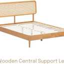 NTC Lupin Wooden Bed Frame with Headboard and Natural Rattan, Solid Oak/Rubber Wood Foundation with Silent Slats, 1000 Lb Capacity, Effortless Assembly (Natural Cane - Rustic Oak, Queen)