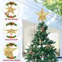 Christmas Tree Star Topper, 8" Gold Xmas Star Tree Decorations, 3D Shatterproof Bethlehem Star Tree Topper Decorations, Waterproof Christmas Tree Topper Decor for Holiday Home Outdoor Ornament