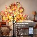 Lighted Eucalyptus Tree, 4FT Fall Tree With 48 Lights, Artificial Autumn Light Up Decorations for Home Indoor Outdoor Decor