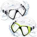 Weewooday 2 Pcs Adults Swimming Goggles with Nose Cover Tempered Glass Diving Mask Clear Wide View No Blurring Swim Goggle for Adult Men Women Youth