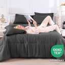 CozyLux Full Size Comforter Sets Dark Grey - 7 Pieces Bed in a Bag Full, Oeko-Tex Certified Bed Set, All Season Soft Bedding Set with Down Alternative Comforter, Sheets, Pillowcases & Pillow Shams
