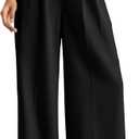 ELLEVEN Women's Casual Wide Leg Dress-Pants, High Elastic Waisted in The Back Business Flowy Trousers with Pockets (Black), Size: Small