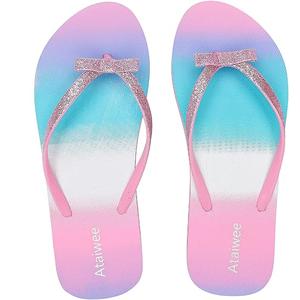 Ataiwee Girls Flip Flop Sandals - Little/Big Kids Easy-On Slide Thong, Animal Fruit Print Summer Beach Water Shoes Size 13 Y