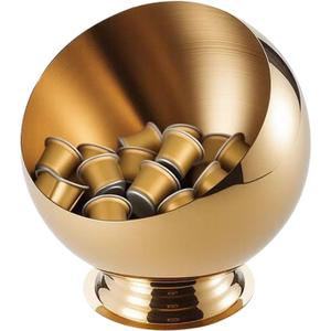Large Capacity Coffee Pod Holder  Stainless Steel Pod Organizer and Holder | Stylish Coffee Bar Accessories & Countertop Storage (Gold with Base, L)