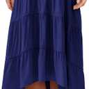 PRETTYGARDEN Women's Ditzy Floral Print Midi Skirt Boho Elastic High Waist Long Skirts for Women Trendy High Low Hem (Brown, S)