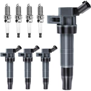 Ignition Coil Pack and Spark Plugs Set of 4 Compatible with Hyundai Sonata 2009-2010, Tucson 2010-2013, Santa Fe 2010-2012 & Kia Forte(Koup) 2010-2013, Optima, Sorento, Sportage, Replace UF611, 4469