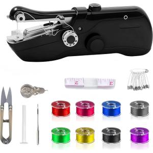Handheld Sewing Machine, Mini Portable Electric Quick Sew Sewing Machine, Sewing Machines for Beginners, Easy To Use Suitable for Sewing Clothes, Fabrics, Curtains, Family Travel (Black)