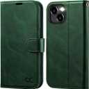 OCASE Compatible with iPhone 15 Wallet Case, PU Leather Flip Folio Case with Card Holders RFID Blocking Kickstand [Shockproof TPU Inner Shell] Phone Cover 6.1 Inch 2023, Blackish Green