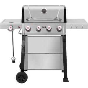 Feasto Propane Gas Grill, 36,000 BTU Outdoor Patio BBQ, Porcelain-Enameled Cookbox & Porcelain-Enameled Cast-Iron Grates, 559 Sq. In., Black (Black, 4) (Stainless Steel)