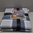 Coleman Full Size Plaid Comforter Set Indigo Blue, Classic Checkered 7 Pieces Bedding Set for Boys Girls Teen, All Season Lightweight Bed in A Bag
