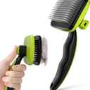 Pecute Self-Cleaning Slicker Brush for Dogs, Cats, Lightweight Dog Brush for Shedding Massaging Grooming, Cat Brush Gently Removes Loose Fur Undercoat for Small Dogs Cats Rabbits of All Hair Types (Medium, Green)