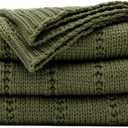 RECYCO Cable Knit Moss Green Throw Blanket Twin Size for Couch, Super Soft Warm Cozy Decorative Knitted Throw Blanket 3.6LB for Bed, Sofa, Chair Large 60"x80"