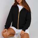 PRETTYGARDEN Hoodies for Women Sweatshirt Zip Up Hoodie Fall Fashion 2026 Trendy Long Sleeve Jackets Winter Clothing Outfits (Black, M)