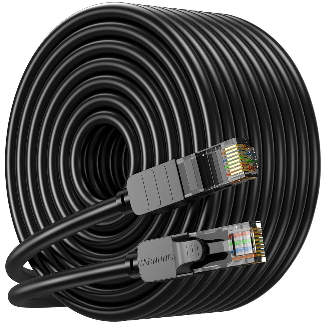 Cat 6 Ethernet Cable 125 ft, Indoor/Outdoor 26AWG UTP High Speed 10Gbps Internet Cable, Black RJ45 LAN Patch Cables, Ethernet Cord Suitable for Games, Computers, Televisions, Routers, Printers