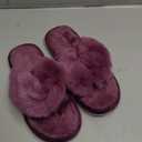 Onmygogo Plush Indoor Flip Flop Thong Slippers for Women Open Toe, Fuzzy Faux Fur Spa House Slippers, Size 38-39
