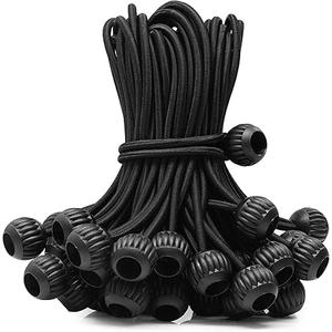 Bungee Balls Cord 6 inch Black Heavy Duty, UV Resistant, 50-Piece, High Elastic Real Rubber, for Outdoor Travelling Camping Tarp