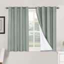 H.VERSAILTEX 100% Blackout Curtains for Bedroom Thermal Insulated Linen Textured Curtains Heat and Full Light Blocking Drapes Living Room Curtains 2 Panel Sets, Green Bay, 52x45 Inch
