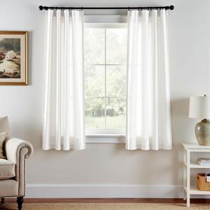 jinchan White Linen Curtains Semi Sheer Curtains 63 inch Length for Closet Door Small Window Living Room Bathroom Neutral Farmhouse Cottage Core Light Filtering Privacy Rod Pocket Back Tab 2 Panels