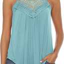 Bluetime Halter Tops Women Sleeveless Crochet Flowy Cute Summer Tank Tops, X
