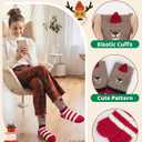 YSense 3 Pairs Womens Fuzzy Socks Cozy Winter Warm Fluffy Soft Cute Animal Fuzzy Home Slipper Socks (Red Yellow Green)