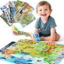 Learning Poster Mat with Talking Pen for Preschool Early Education Learning Toys, Talking Posters for Toddlers Grandkids, Interactive Reader Dog Sensory Autism Toys for Birthday Gifts