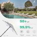 JEAREY 7.5FT Patio Umbrella Outdoor Market Umbrella with 6 Sturdy Ribs, Push Button Tilt/Crank Table Umbrella for Garden, Deck, Backyard and Pool, Black & White Stripe