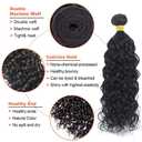 Human Hair Bundles Water Wave Bundles 20 22 24 inch 100% Unprocessed Brazilian Virgin Hair 3 Bundle Wet and Wavy Bundle #1b Color Natural Black 160g