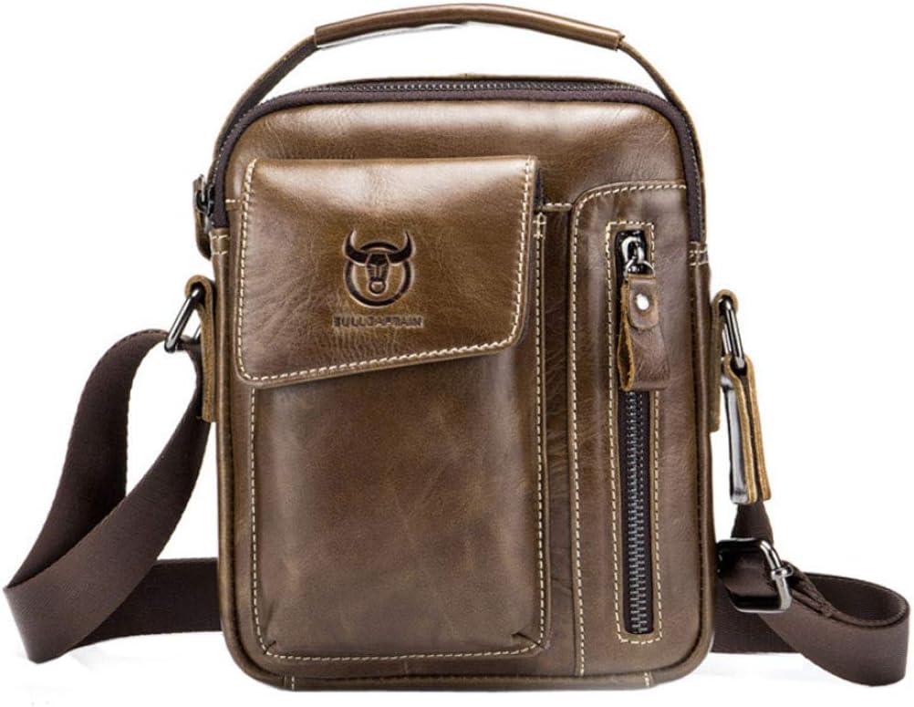 Hebetag Small Leather Shoulder Bag Crossbody Pack for Men Outdoor Travel Business (#02brown)