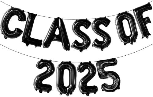 KatchOn, Black Class of 2025 Balloons - 16 Inch | Graduation Balloons for Grad Decorations Class of 2025 | Graduation Decorations 2025 | Black Grad Party Decor