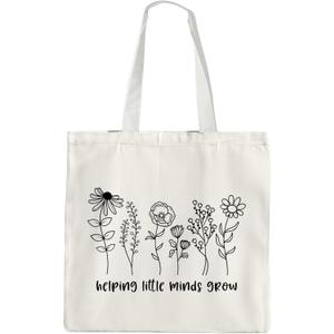 Floral Teachers Canvas Tote Bag, Teacher Appreciation Gifts, Floral Teachers Shoulder Bag, Shoulder Bag for Women, Teacher Gifts from Students