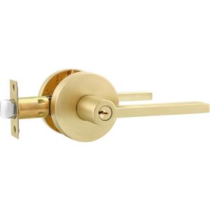 Leydebong 1 Pack Gold Door Handles Interior, Brushed Gold Door Knobs, Heavy Duty Door Levers for Bath/Bedroom, Reversible for Right/Left Handed Doors (Satin Brass)