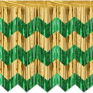 6 Pack 10 Ft Green Gold Foil Fringe Garland Metallic Streamers Tinsel Banner Wall Hanging Backdrop for Wedding Birthday Anniversary Party Decor (God&Green)