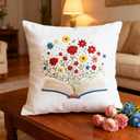 BEUNITONE Books Flowers Embroidery Kit, 6PC Literary Themed Cross Stitch Set for Book Lovers, Reading Hobby DIY Craft, Unique Home Decor Gift Idea
