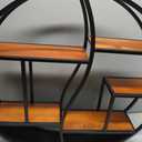Round Wall Shelf, 24 Inch Metal & Wood Circular Floating Shelf, Black Mounted Display Organizer for Fireplace, Living Room, Bathroom