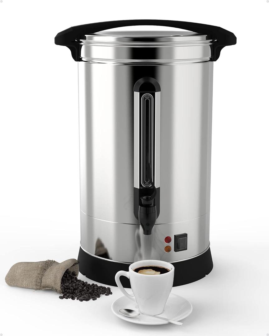 120 Cup Commercial Coffee Urn - 18l Large Capacity Stainless Steel Coffee Maker, Fast Brew/Rapid Extraction with Automatic Temperature Control & Faucet, Food-Grade 304 Hot Coffee/Hot Water Dispenser (608.7 Ounces)