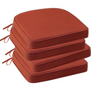 Outdoor Sunbrella Round Corner Seat Cushion, 17"x16"x2", Set of 4, Non Slip Seat Cushion Pads with Removable Cover for Patio Furniture, Garden Yard Lawn, Spectrum Grenadine