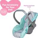 Adora up to 20 Inch Baby Doll Car Seat Carrier Grey Handle Converts to Rocker Lightweight Machine Washable Cover Toy Baby Doll Car Seat Accessory – Zig Zag, Geen Mint