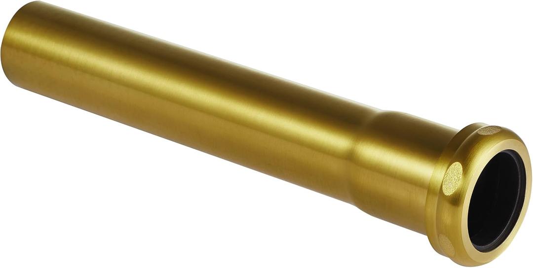 18 Gauge Brass Slip Joint Extension Tube 1-1/4 OD x 8 with Nut and Rubber Washer, P Trap Extension Tube, Sink Drain Tailpiece Tube Extension Heavy Duty, Brushed Brass Gold