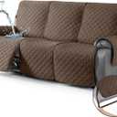 TAOCOCO 100% Waterproof Recliner Couch Covers, Recliner Sofa Covers with Leg Straps, 1-Piece Washable Reclining Sofa Cover with Pocket Couch Protector for Pets Kids(3 Seater, Brown)