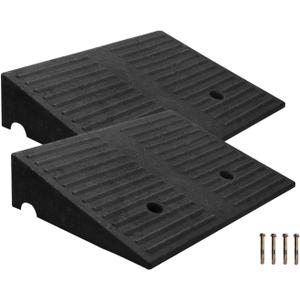 Rubber Curb Ramps for Driveway Curb Ramps for Sidewalks Door Ramps for Thresholds Heavy Duty 2 Pack 4 inch Rise Ramps for Wheelchairs Shed Ramp for Riding Mower 7000lbs Powersport Loading