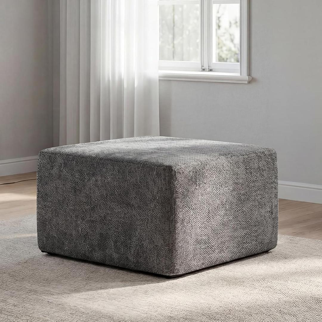 Ottoman for Modular Sectional Cloud Couch, Chenille Deep Seat Boneless Couch for Living Room, Bedroom and Apartment, No Assembly Required, DIY Combination, Dark Grey