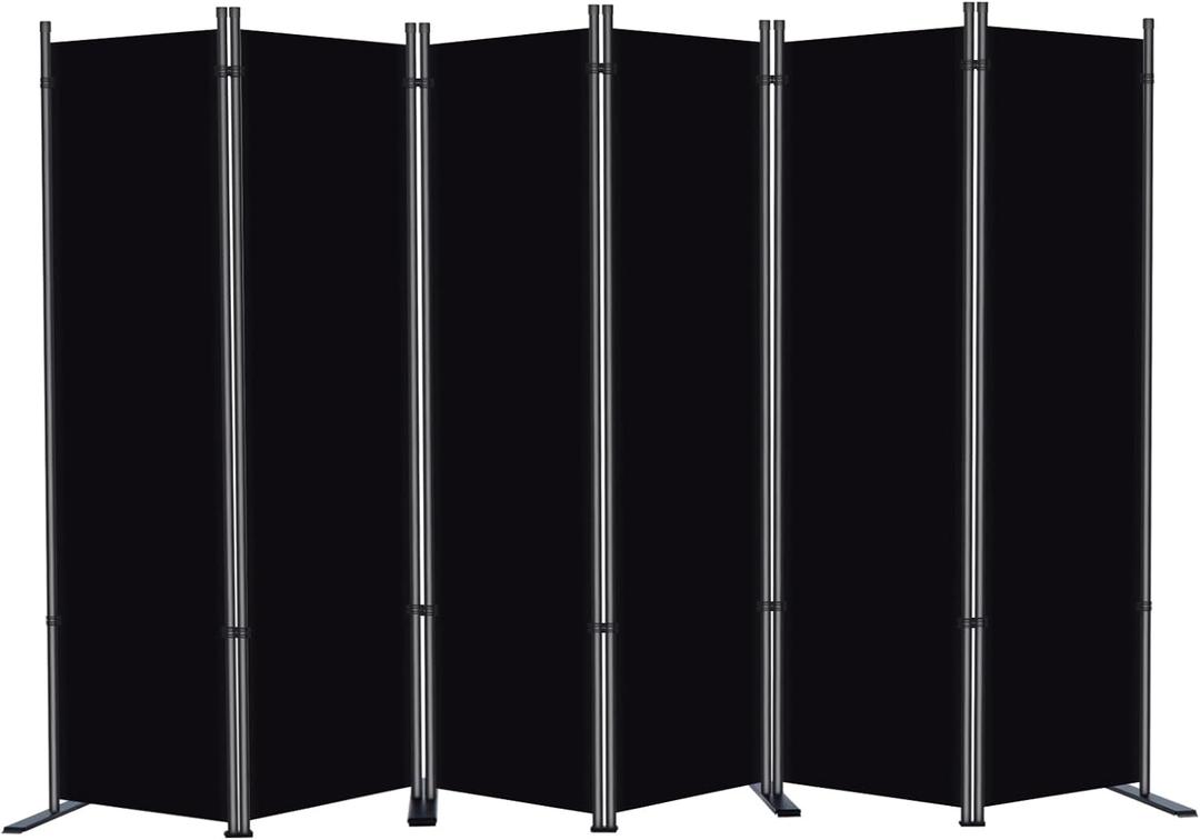 RANTILA 6 Panel Room Divider, 6 FT Folding Privacy Screen with Wide Feet, Freestanding Partition for Room Separation, Portable Room Divider Panel, 133" W x 71" H, Black