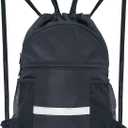 HOLYLUCK Drawstring Backpack Gym Bag For Men Women, String Beach Swim Sports Backpack (Black)