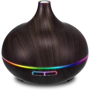 550ML Black Aroma Diffusers For Essential Oils, Large Office Essential Oils Aromatherapy Diffuser With Ambient Light & 3 Timer, Waterless Auto Off Cool Mist Humidifier Vaporizers For Bedroom Kids (Brown-No Oil)