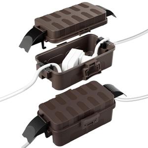 Flemoon [2 Pack] Outdoor Electrical Box Waterproof w/Detachable Shield Covers, IP55 Waterproof Extension Cord Cover for Plug, Outlet, Halloween, Christmas Holiday String Lights, Brown