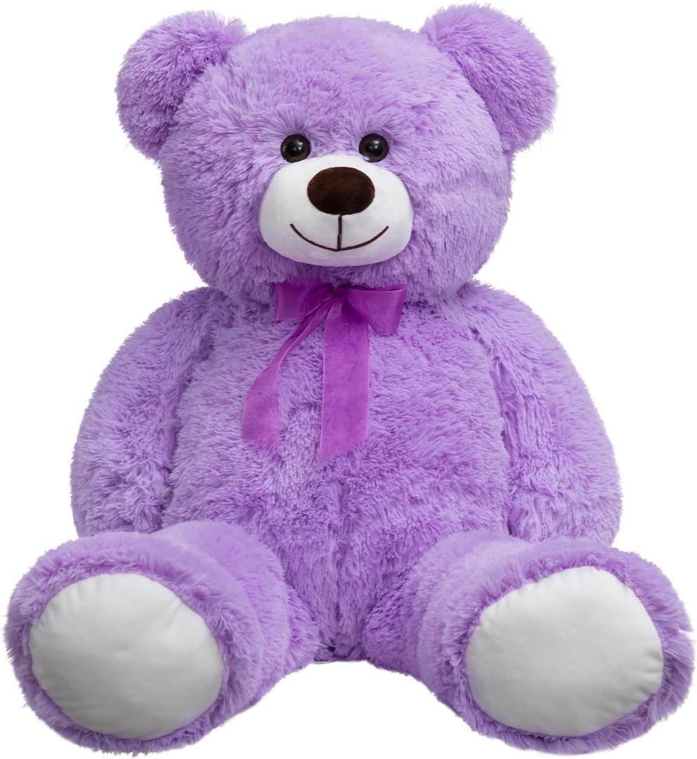 HollyHOME Big Teddy Bear Stuffed Animal Large Teddy Bear Cuddly Plush Toy for Girlfriend Kids, 36 inches, Purple