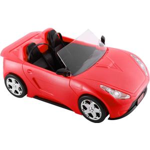 Convertible Car for Dolls, Glittering Deep Red Convertible Doll Vehicle with Working Seat Belts Ideal Gift Increase Children's Fun