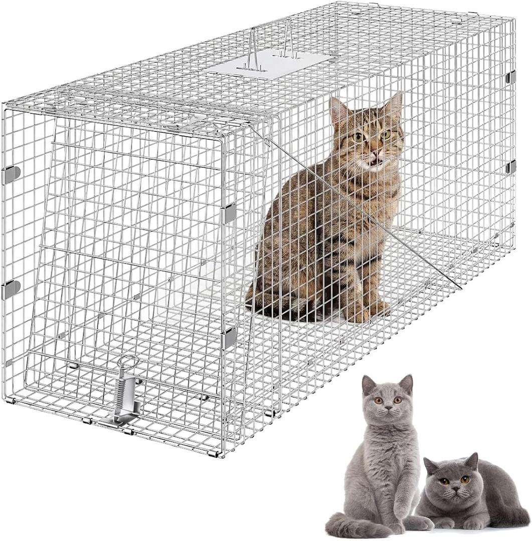 42" Live Animal Cage Trap – Collapsible Live Animal Trap for Large Dogs,Foxes,Coyotes,Bobcat,Humane Catch and Release Cage for Outdoor Pest Control