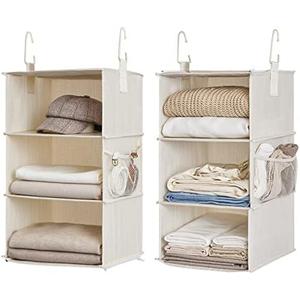 StorageWorks 3-Shelf Separable Hanging Shelves for Closet, 12" D x 12" W x 48 ¼"H, Mixing of Beige, White & Ivory, Pack 1